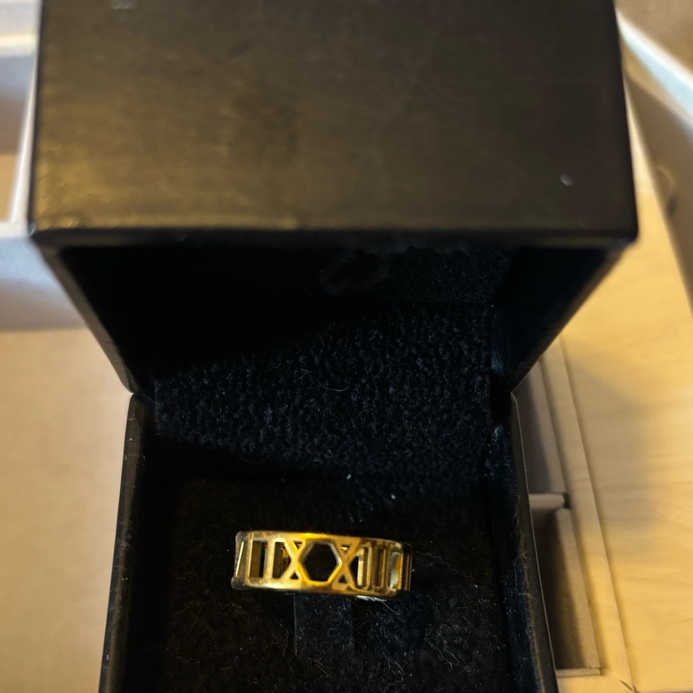 Geometric Gold Ring with Roman Numerals
